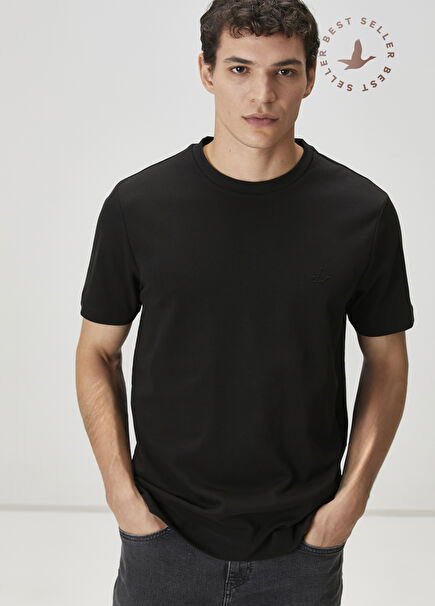 Siyah Logo Detaylı Jersey T-shirt
