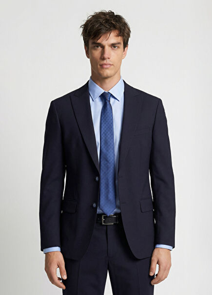 Lacivert Yün Karışımlı Takım Elbise