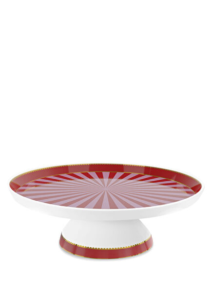 Love Birds Kırmızı Çizgili Mini Porselen Kek Stand