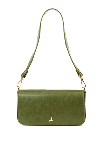 Women's Shoulder Bag With Khaki Logo