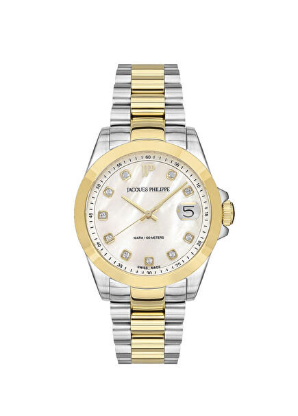 JPQLS347388YG Altın Rengi Metalik Gri Kadın Kol Saati