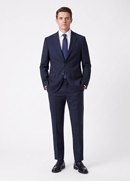 Navy Blue Wool Thin Classic Suit