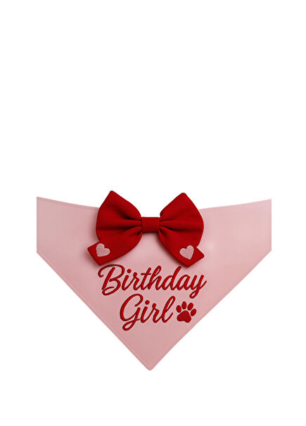 Birthday Pembe Kedi ve Köpek Bandanası 
