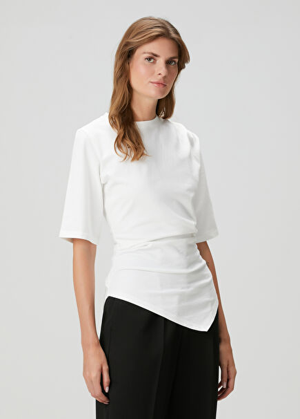White Asymmetrical Organic Cotton T-Shirt