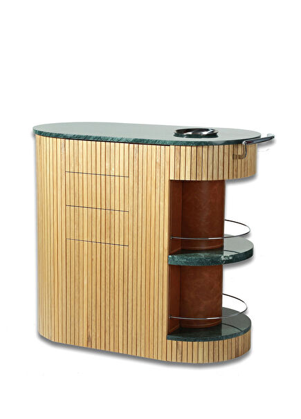 Vetka Natural Wood Wheeled Service Cart