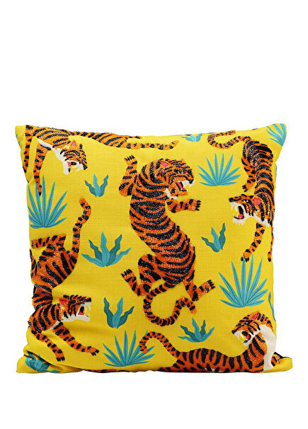 Tiger Love Yellow Viskon Kırlent 45 x 45 cm