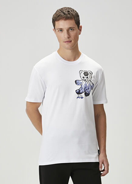 White Logo Printed T-Shirt