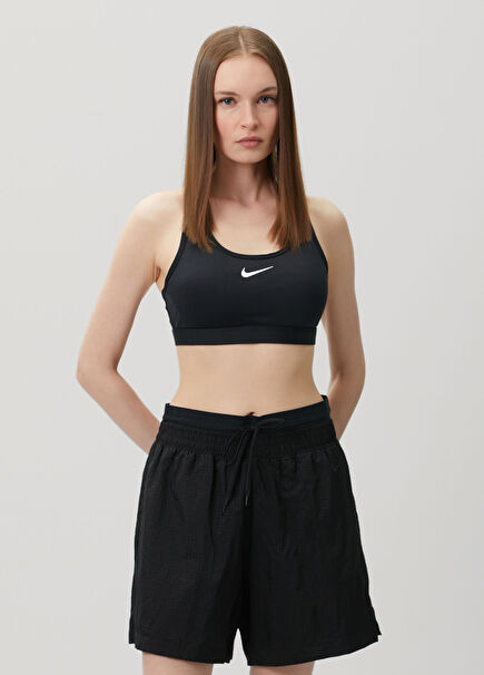 Swoosh Medium Support Siyah Spor Sütyeni