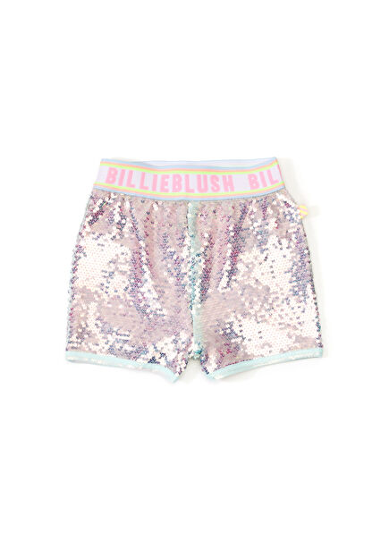 Light Blue Sequin Embroidered Girls Shorts