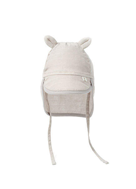 Muslin Grey Baby Hat with Neck Protection