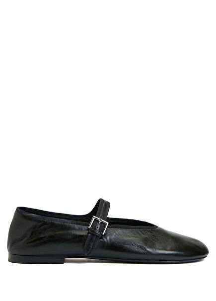 Black Leather Ballet Flats