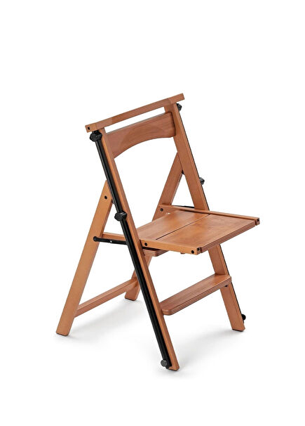 Kiraz Ağacı Ahşap 4 Basamaklı Merdivene Dönüşebilen Sandalye