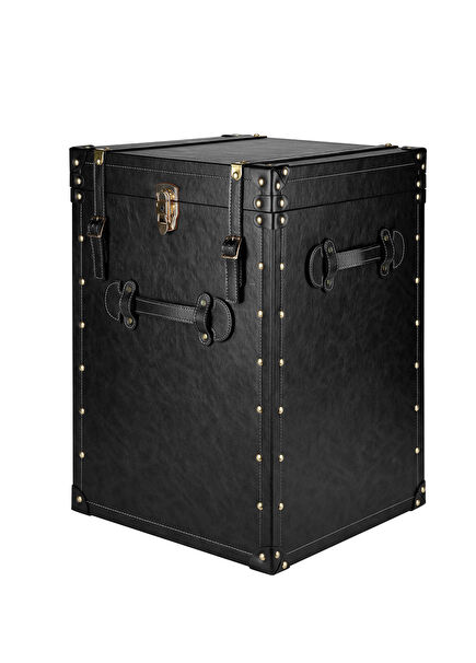 Black Leather Decorative Chest Coffee Table