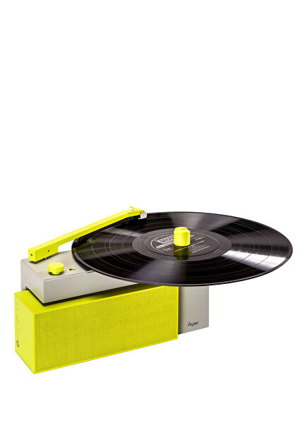 Duo Ayrılabilir Sarı Bluetooth Hoparlörlü Şarjlı ve Taşınabilir Akıllı Pikap Plakçalar