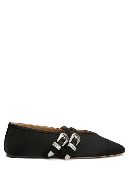 Claudia Black Leather Ballet Flats