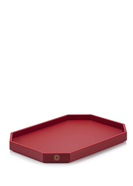 Octogone Kırmızı Lake Servis Tepsisi