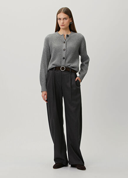 Anthracite Pleated Wool Trousers