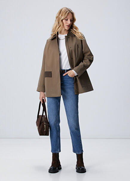 Koyu Mavi Mom Fit Denim Pantolon