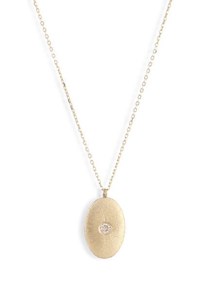 Oval Champagne 14K Gold Women's Necklace