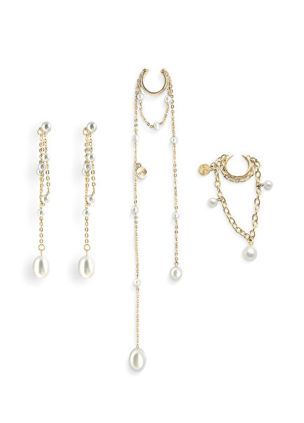 Ethereal Elegance 925 Ayar Gümüş Kadın Küpe Set i