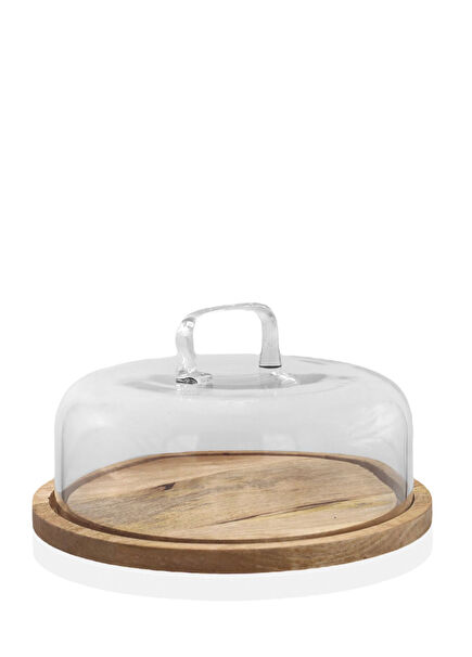 Mia Madera Acacia Wood Round Cake Dome 18x30 cm