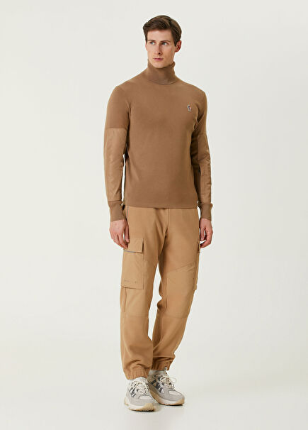 Beige Waist Corded Jogger Cargo Sweatpants