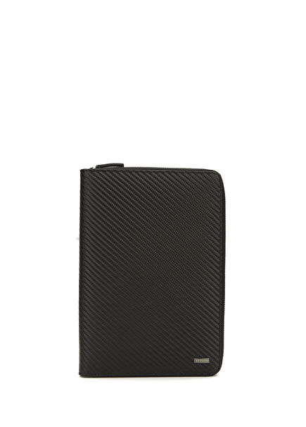 Siyah Çizgi Dokulu Erkek Deri Organizer