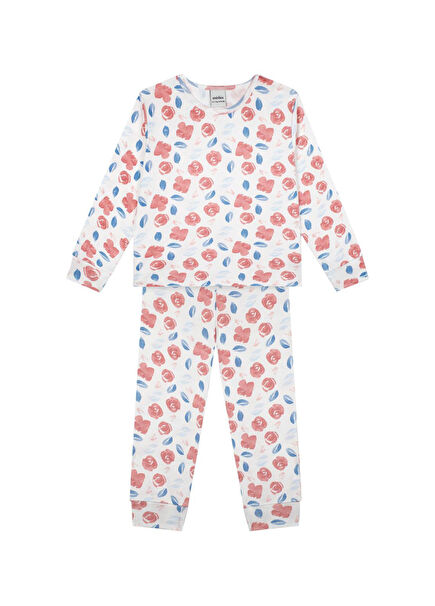 Suluboya Çiçek Uzun Kollu Kız Bebek Pijama Takımı