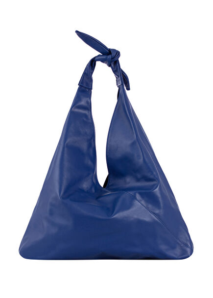 Ritz Blue Leather Maxi Women's Shoulder Bag