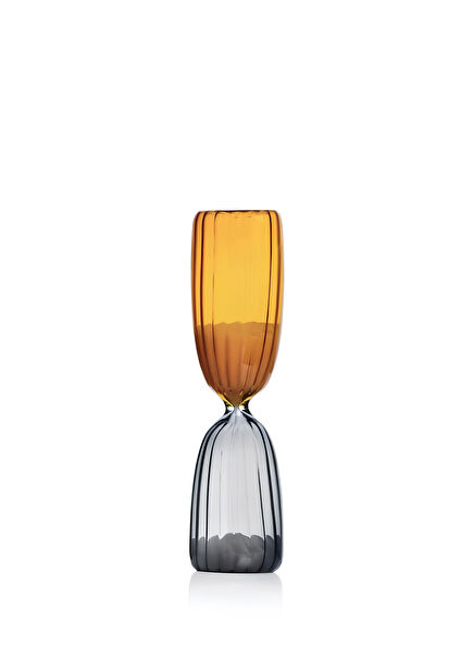 Times Amber and Smoke Glass Hourglass 16 x 3.8 cm