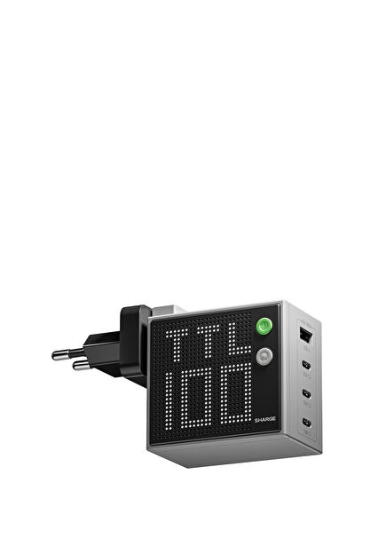 Pixel 100W GaN 4-Port Smart Display Fast Charger for iPhone 17/16 MacBook and Android