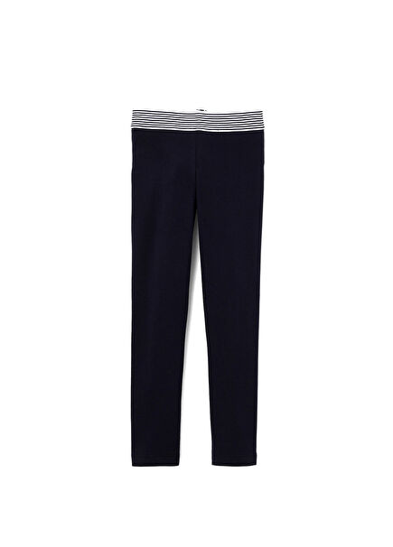 Lacivert Pamuklu Kız Çocuk Pike Tayt