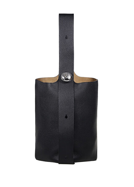 Pebble Large Black Men's Leather Bag