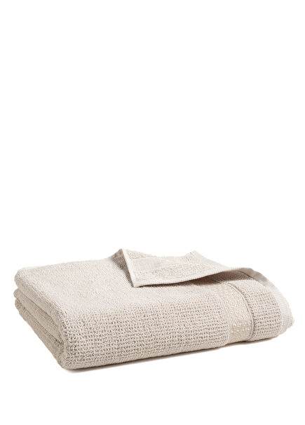 Viseu Dar Jakar Bordürlü Bej %100 Pamuklu Banyo Havlusu 90x150 cm