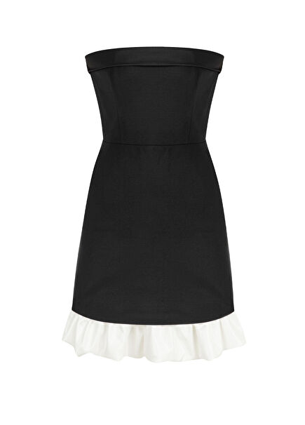 Jill Siyah Straplez Kadın Mini Elbise