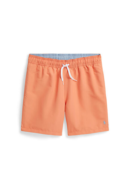 Orange Logo Embroidered Boys' Swimsuit