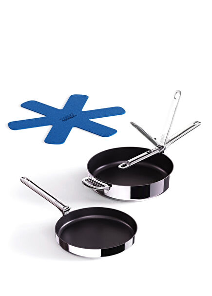 Space Silver Steel Ceramic Coated 3 Piece Frying Pan Set