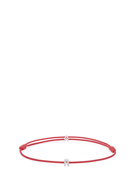 Şans R Kırmızı İp Harfli 925 Ayar Gümüş Kadın Bileklik