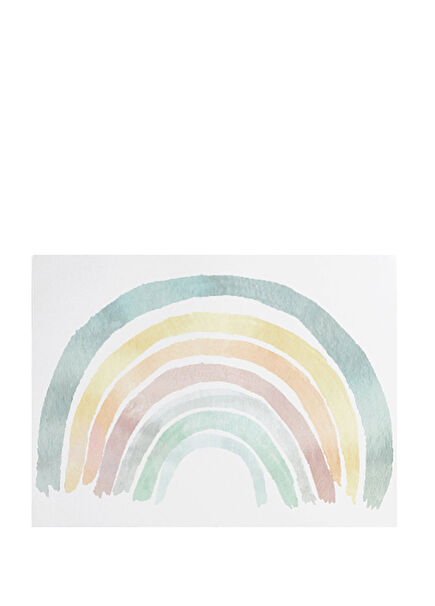 Petrol Mavi Gökkuşağı Suluboya XXL Duvar Stickerı