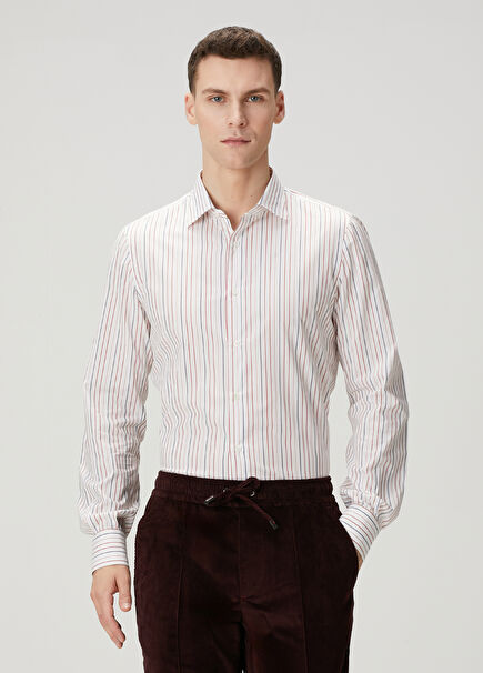 Çok Renkli Çizgi Desenli Gömlek