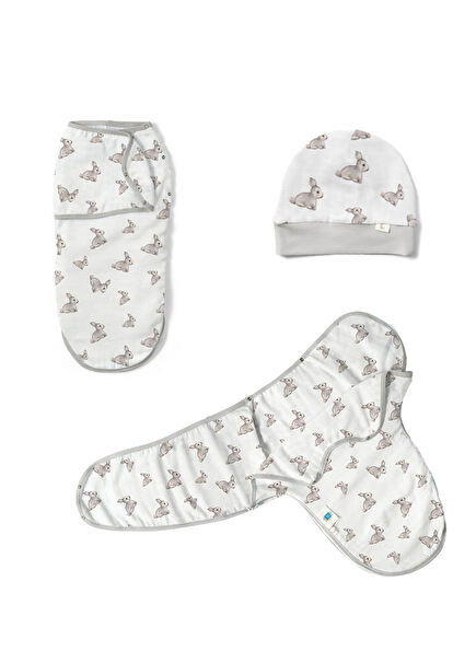 Iconic Rabbit Easy Swaddle and Hat Set