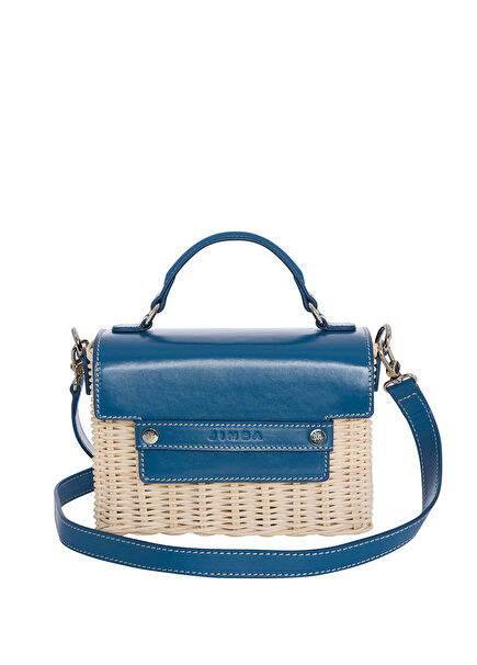Michelle Blue Rattan Women's Beach Bag