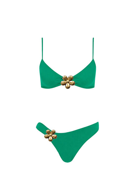 Flower Bomb Kendall Yeşil Klasik Kesim Kadın Bikini Takımı