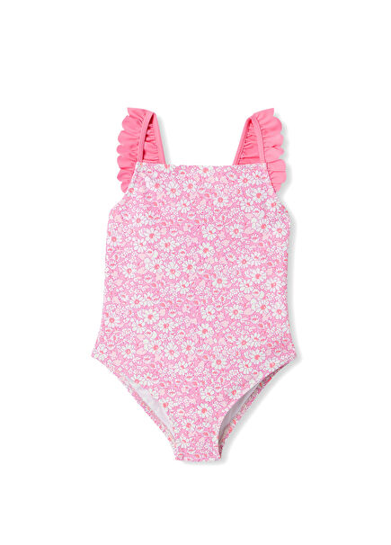 Pink Ruffle Liberty Fabric Girls' Swimsuit
