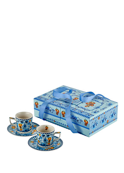 Arancia Mavi Porselen Kahve Fincan Seti