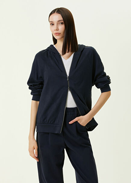 Lacivert Kapüşonlu Sweatshirt