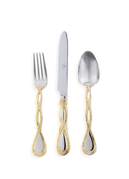 Yeast Decorated Gold 84 Piece Cutlery Set