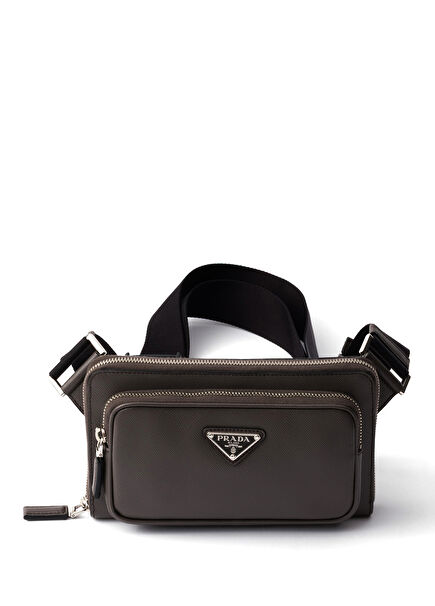 Gri Saffiano Deri Erkek Bel Çantası