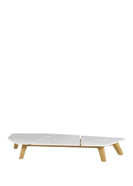 Rafael Statuary Marble Teak Orta Sehpa