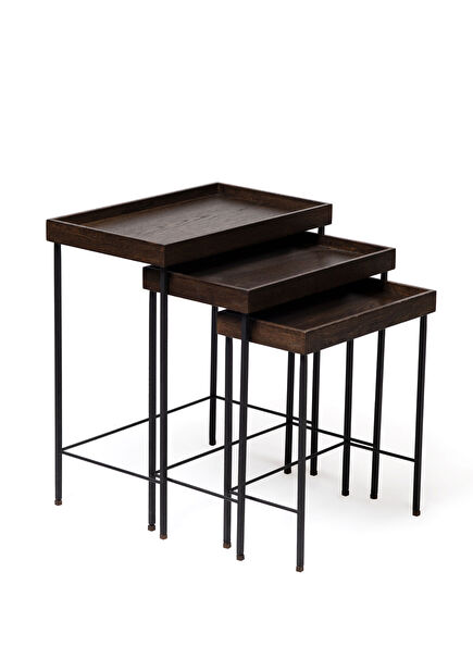 Dark Siyah Edge 3'lü Zigon Sehpa Seti